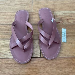 Madewell Dusty Rose Crisscross Leather Slide Sandals